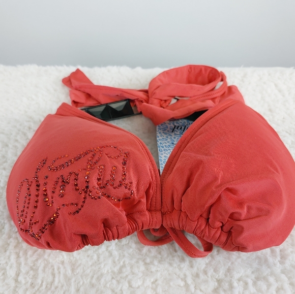 ⭕️SOLD⭕️LAST ONE🔴 Sinful by Affliction Red Palm Bikini Top Womens Size Large - Picture 3 of 6